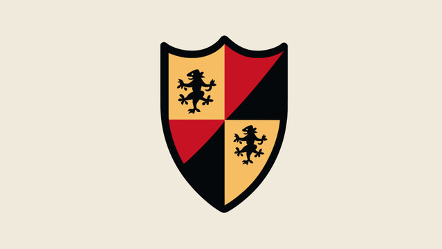 Heraldic shield with lion symbols.
