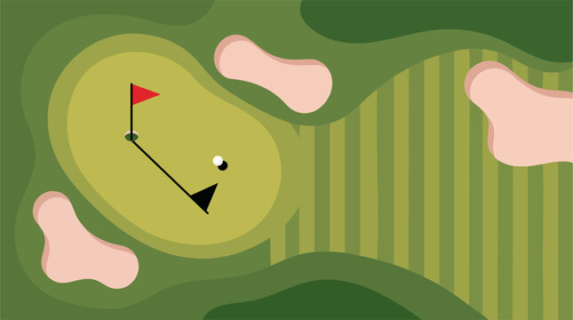 Golf course top view vector illustration sports field design