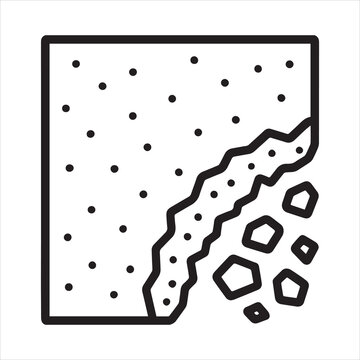 Concrete spalling surface outline icon vector.
