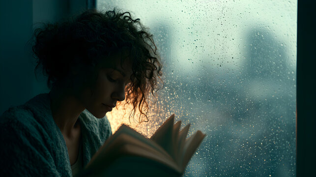 young woman reading a book