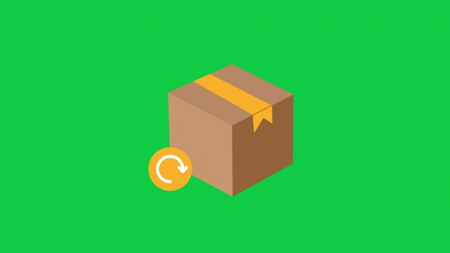 Parcel Return Cardboard Box with Undo Arrow Icon Green Screen