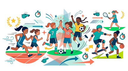 Fototapeta premium Diverse group of young athletes playing sports.