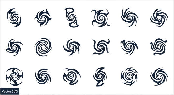 Collection of Swirling Vortex Icons and Symbols