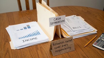 Naklejka premium Financial Stress Management: Organizing Income and Bills