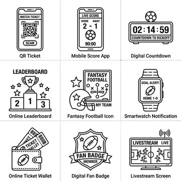 Sports Technology Icons Set Graphic.