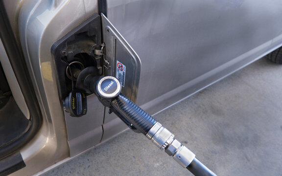 refuelling van with diesel - close up