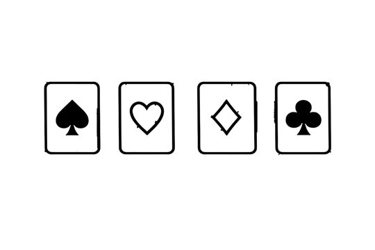 Playing cards vector icon set with poker chips illustration design for web and UI elements