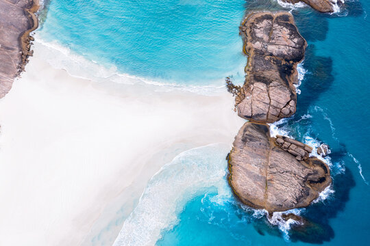 Drone view over Wylie Head Beach Esperance