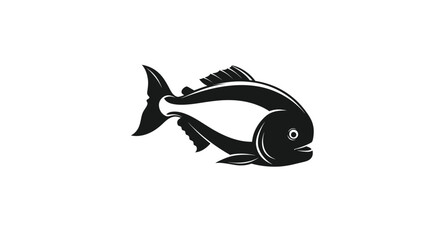 Stylized black fish silhouette on white background, simple marine life illustration © Erlin