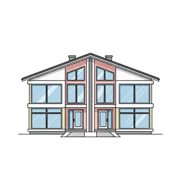 Colorful Modern Two Story House.