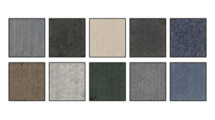 Fototapeta premium Collection of textured and patterned fabric swatches in various colors