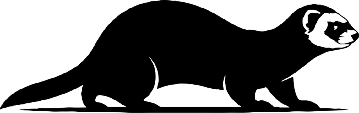 Ferret silhouette with facial mask markings
