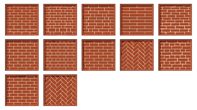 Collection of various brick wall textures and patterns for design