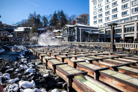 Kusatsu Onsen, a famous hot spring in Gunma Prefecture, Japan