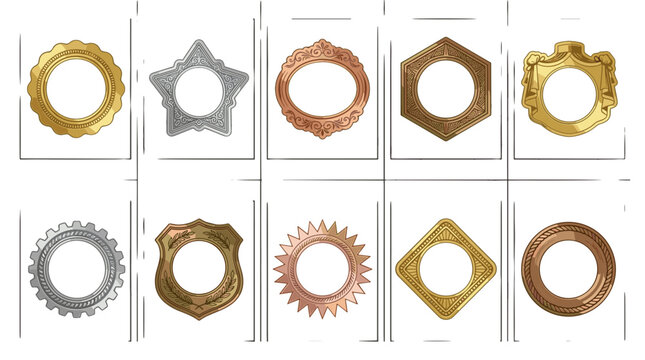 Collection of various metal washers and gaskets in different shapes