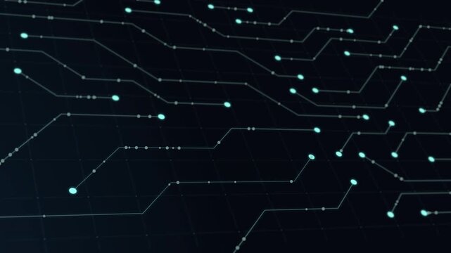 Glowing futuristic complex circuit board technology data network