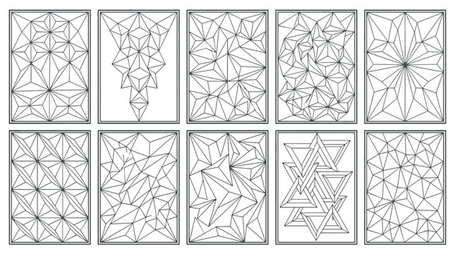 Collection of geometric line art patterns and abstract designs