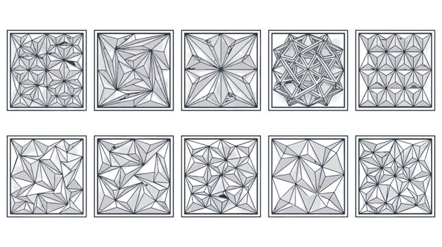 Collection of geometric line art patterns with intricate designs