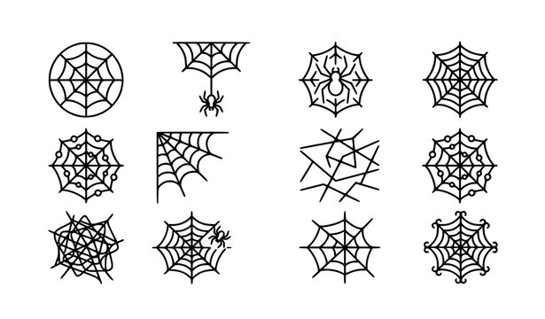 Modern Linear Spider Web Icons | Vector Web Icon Pack for UI