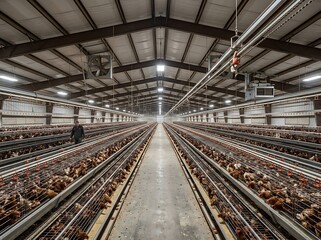 Obraz premium Large Industrial Chicken Farm Interior.