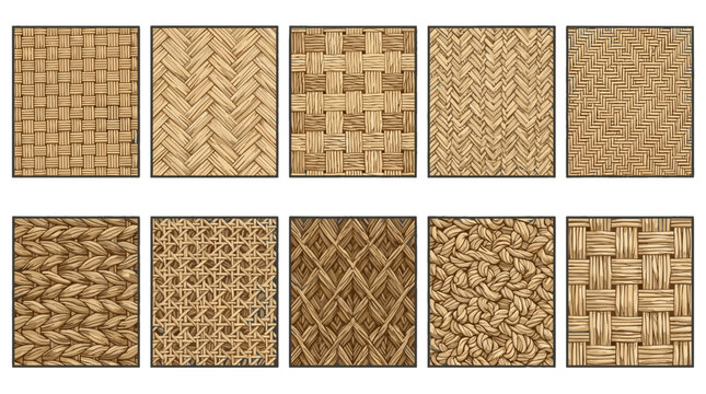 Collection of various woven natural fiber textures for design projects