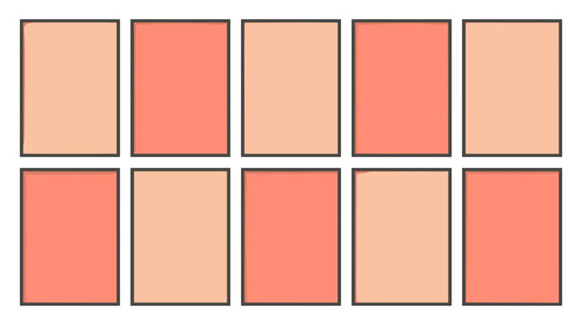 Set of ten peachcolored square tiles arranged in a grid pattern