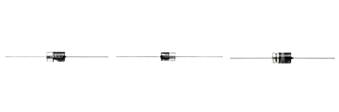 Diode electronic hardware component specimen showcasing solid state physical morphology traits, microelectronics electrical network topology parameters, architectural circuit schematic blueprint trace
