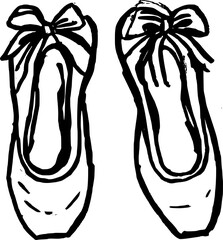 Hand Drawn Pair of Pointe Shoes Vector Illustration © Bria W.