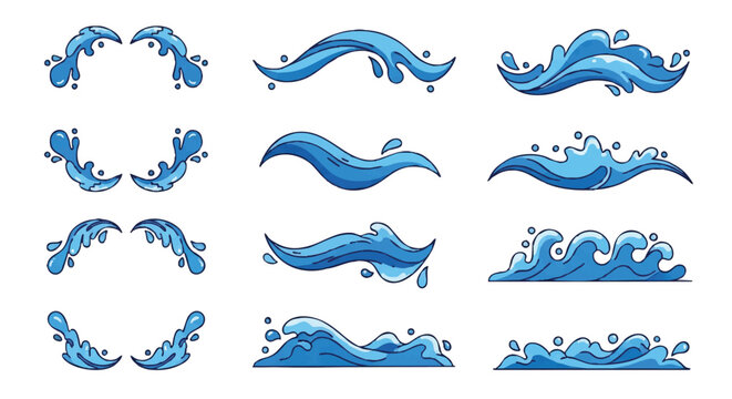 Blue abstract water waves with decorative halftone dot pattern
