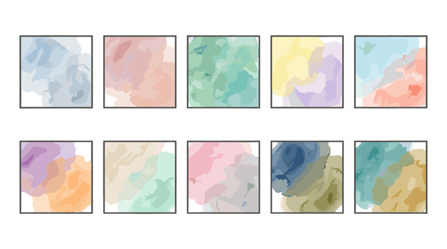 Collection of colorful watercolor abstract backgrounds for design