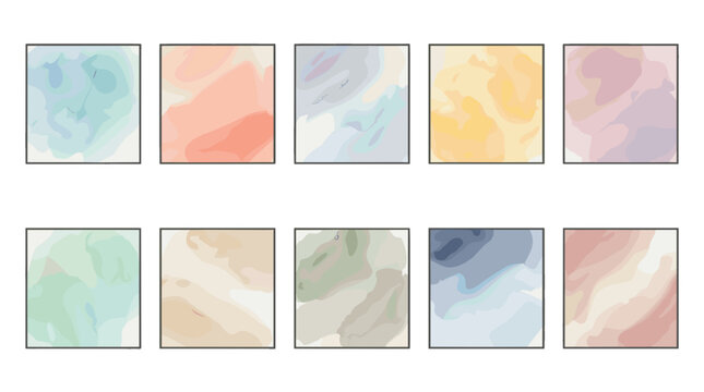 Collection of watercolor paint swatches in various pastel shades