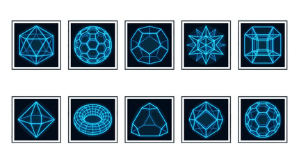 Collection of futuristic geometric shapes and digital design elements © Luan