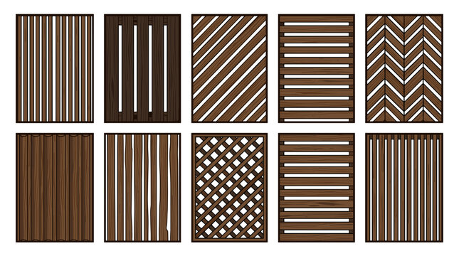 Collection of wooden panels with various textures and patterns