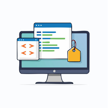 Computer Screen Displaying Code and a Price Tag