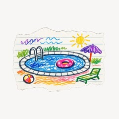 Fototapeta premium Colorful crayon pool scene