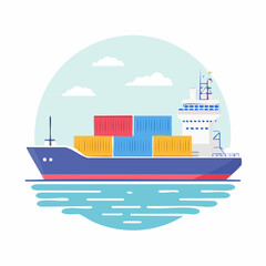 Fototapeta premium Container Ship Illustration