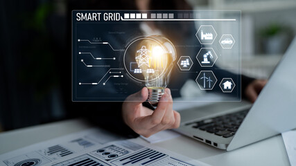 Smart grid system integrating renewable energy sources, energy storage, smart inverters, and demand response for efficient, decentralized, and modern power distribution Latch © InfiniteFlow