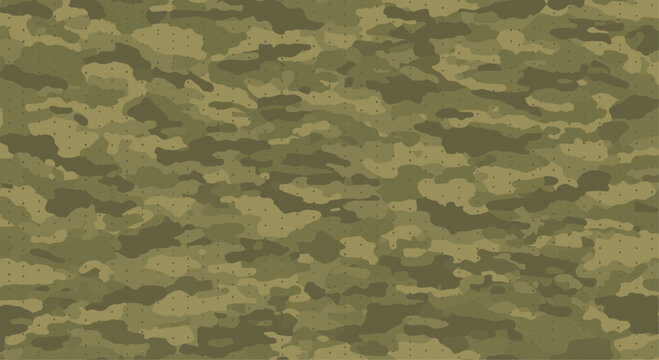 Seamless camouflage pattern in shades of green and brown provides a classic military texture for clothing or gear.