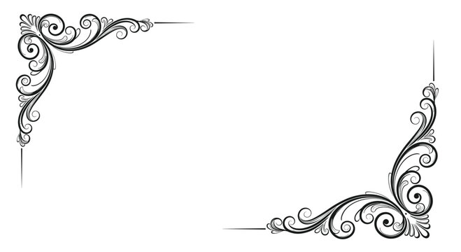 Set of ornate vintage corner frames with intricate scrollwork and floral flourishes perfect for elegant invitation and certificate designs.