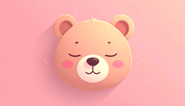 Cute sleeping bear face with closed eyes and pink cheeks