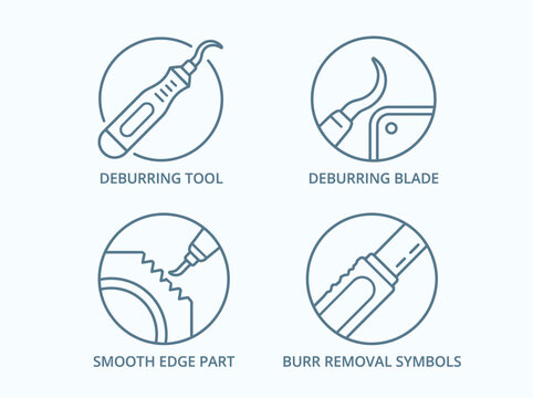 Industrial Deburring Tools Icons Set