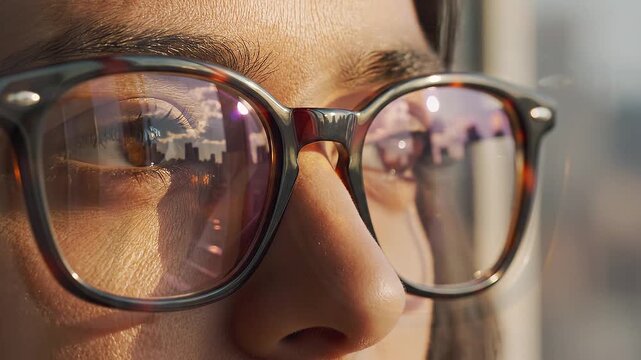 Person Wearing Glasses Closeup View.