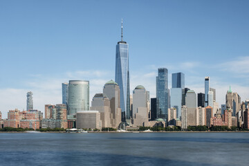 Naklejka premium The skyline of Lower Manhattan, New York City, near the World Trade Center.