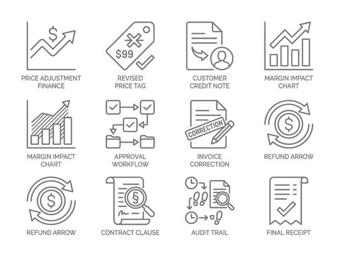 Financial business icons for finance and business processes