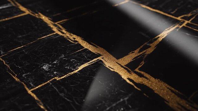 Black marble with gold veins.