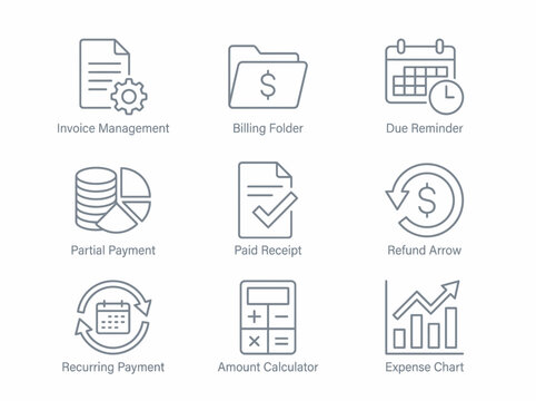 Financial Icons: Payment, Billing, and Expense Management Suite