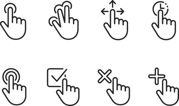 Collection of modern touch gesture icons for user interface design