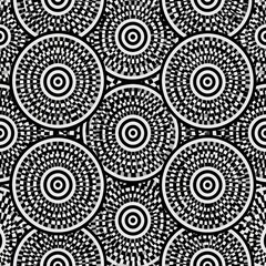 Fototapeta premium This design features black and white concentric rings with pencil silhouettes placed at intersections in a vintage style.