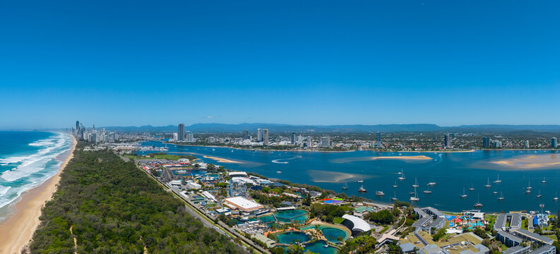 aerial view of Seaworld Them Park in Southport