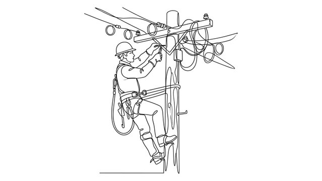 Electrician working on power lines.